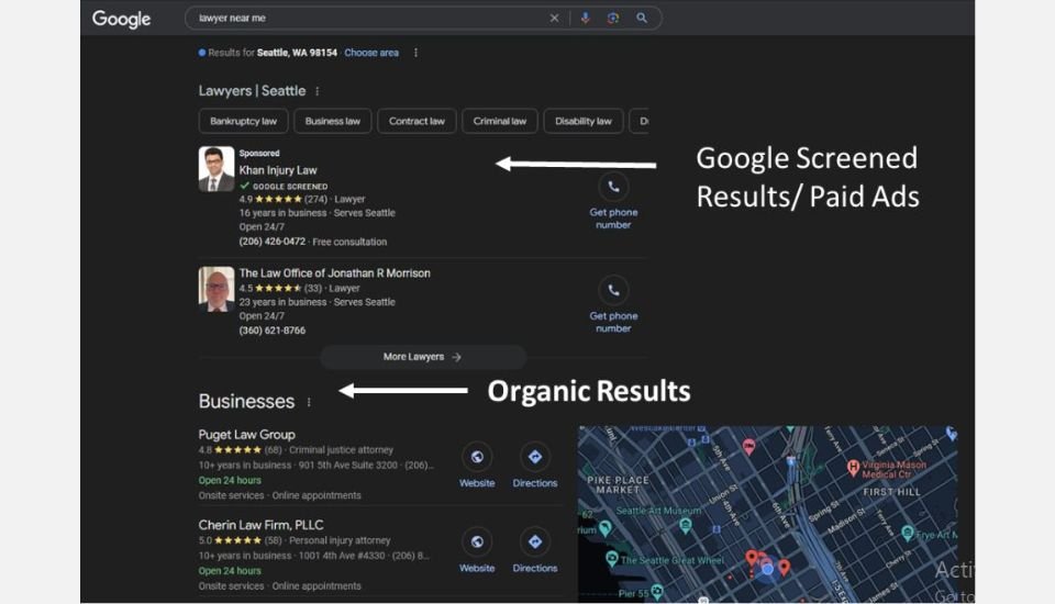 organic result for law firm