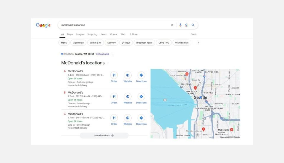 mcdonald's near me results for seattle